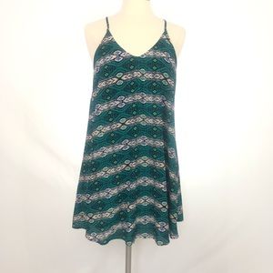 Lush Green Print Spaghetti Strap Dress Size L